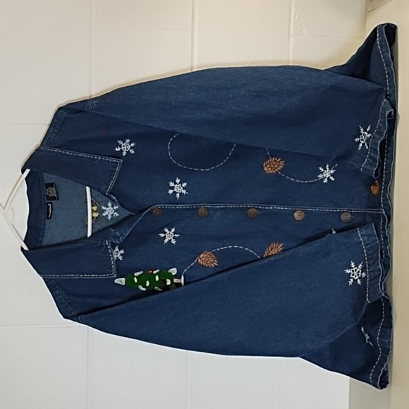 NorthCrest Winter Denim Barn Coat Chore Jacket Embroidery Appliques 26/28 - Picture 12 of 12